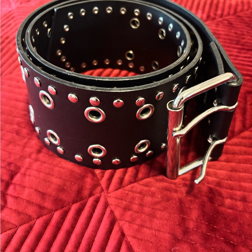 Wide Leather Black Studded Belt NEW punk rock goth alt